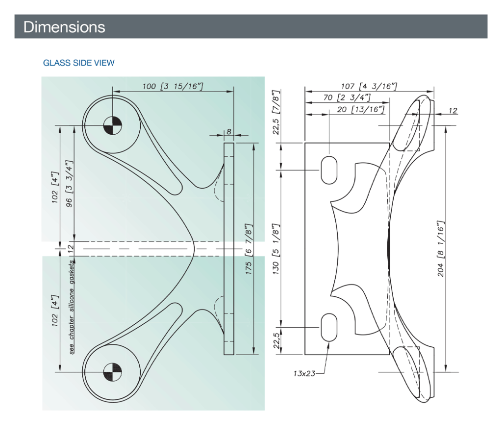 Spider Fittilng Stainless Steel AISI 316 with Plate for Point Fixed Architectural Glass - Technical evaluation